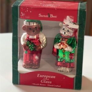 Santa’s Best European glass vintage 1999 set of two ornaments